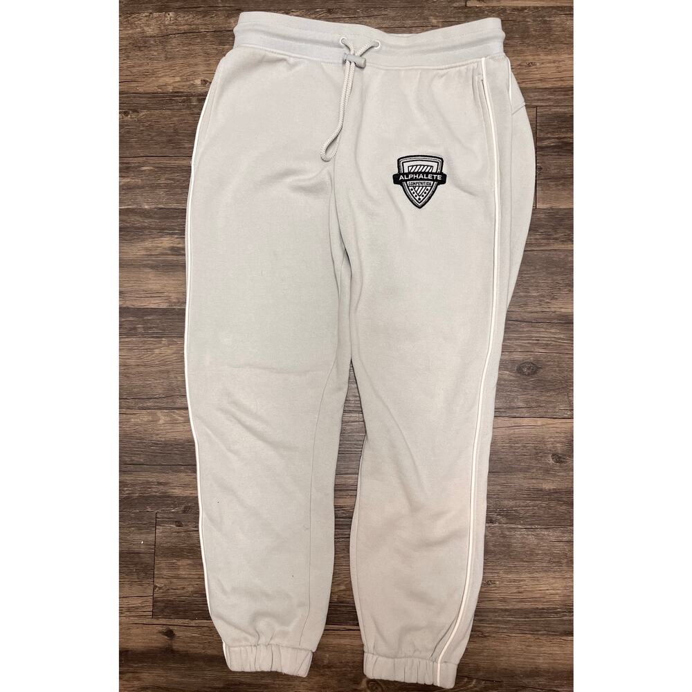 Alphalete Identity Joggers Cream Competition Gym Sweatpants Logo 28” Men’s S/M - Picture 4 of 6